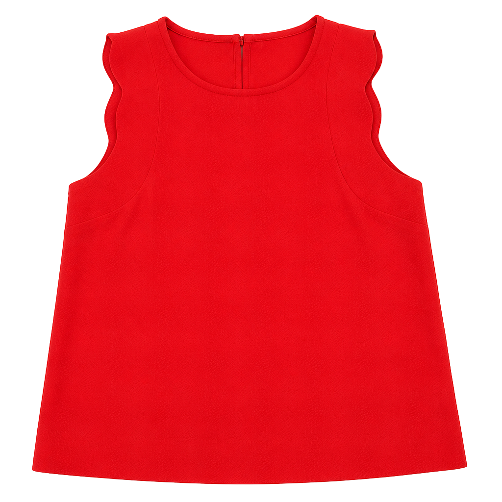 Monteau Los Angeles Red Scalloped Sleeveless Shell Top 1