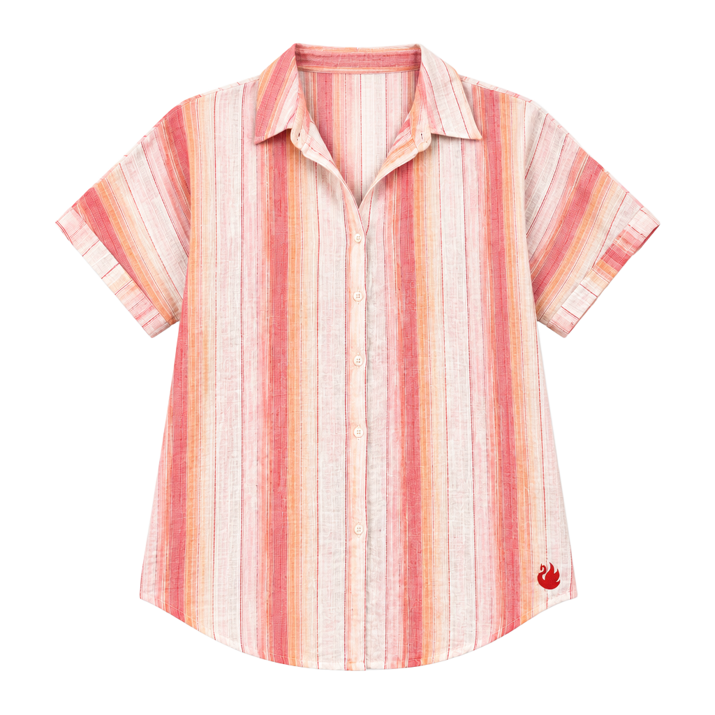 Gloria Vanderbilt Button-Down Shirt Size M Striped Short Sleeve Pink 1