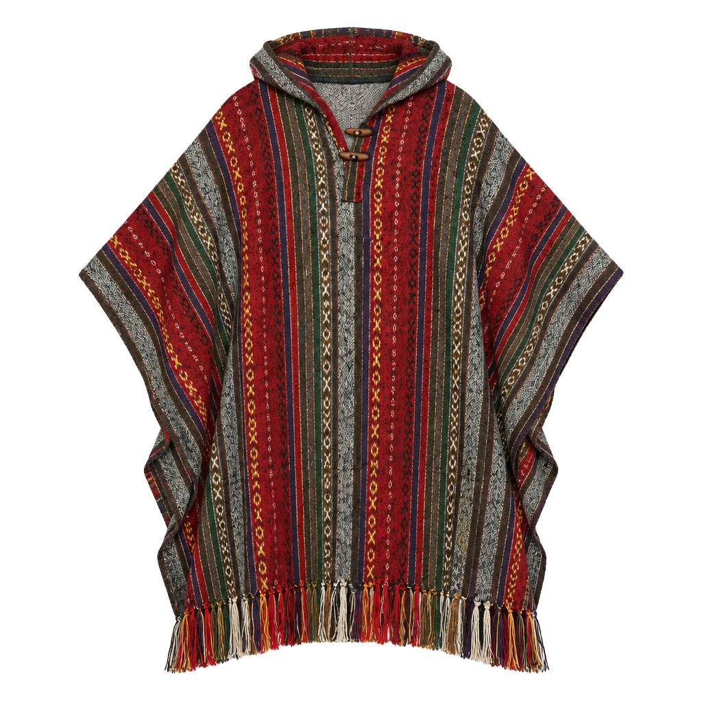 Kathmandu Imports Hooded Poncho Striped Cotton Multicolor 1