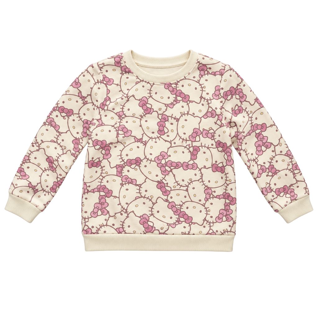 Hello Kitty Sweatshirt Size 4 Pink White All Over Print 1