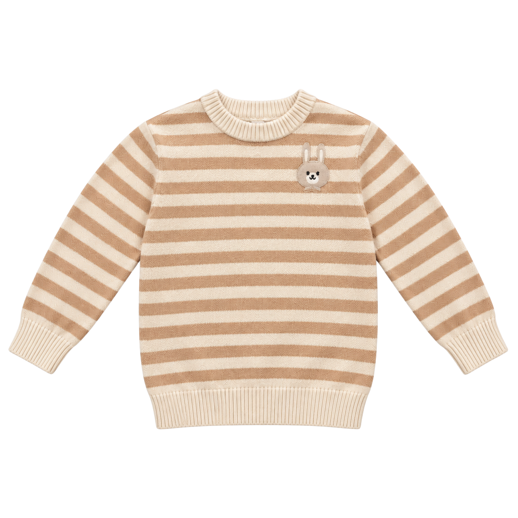 Cat & Jack Bunny Striped Sweater Size 2T Beige Tan 1