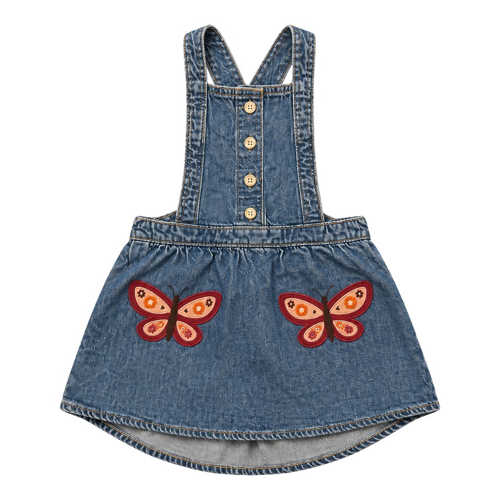 Gymboree Denim Skirt Overalls Size 4T Butterfly Embroidery 1