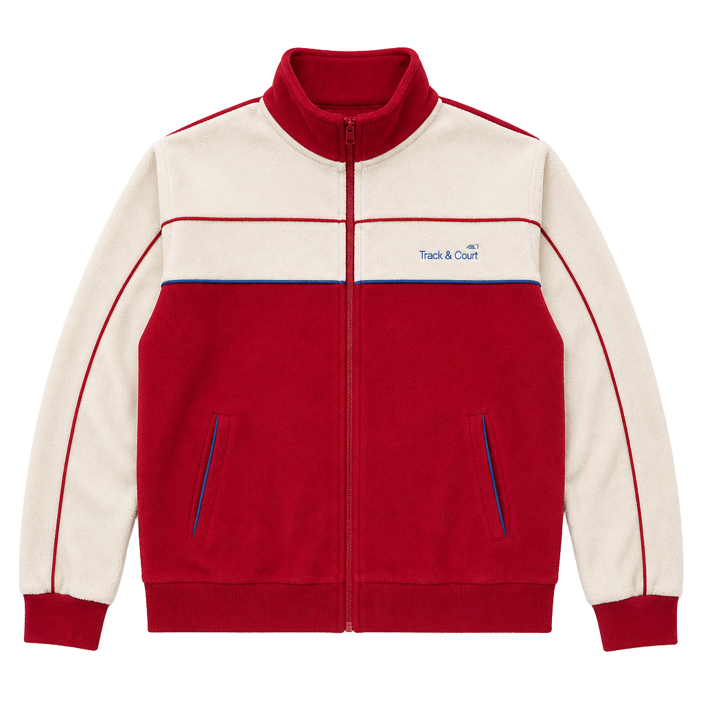 Vintage Track & Court Retro Full Zip Track Jacket Red and White Men's Size Large 1