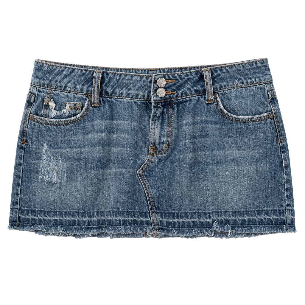 Hint H Jeans Vintage Y2K Low Rise Distressed Denim Mini Skirt Size 13 1