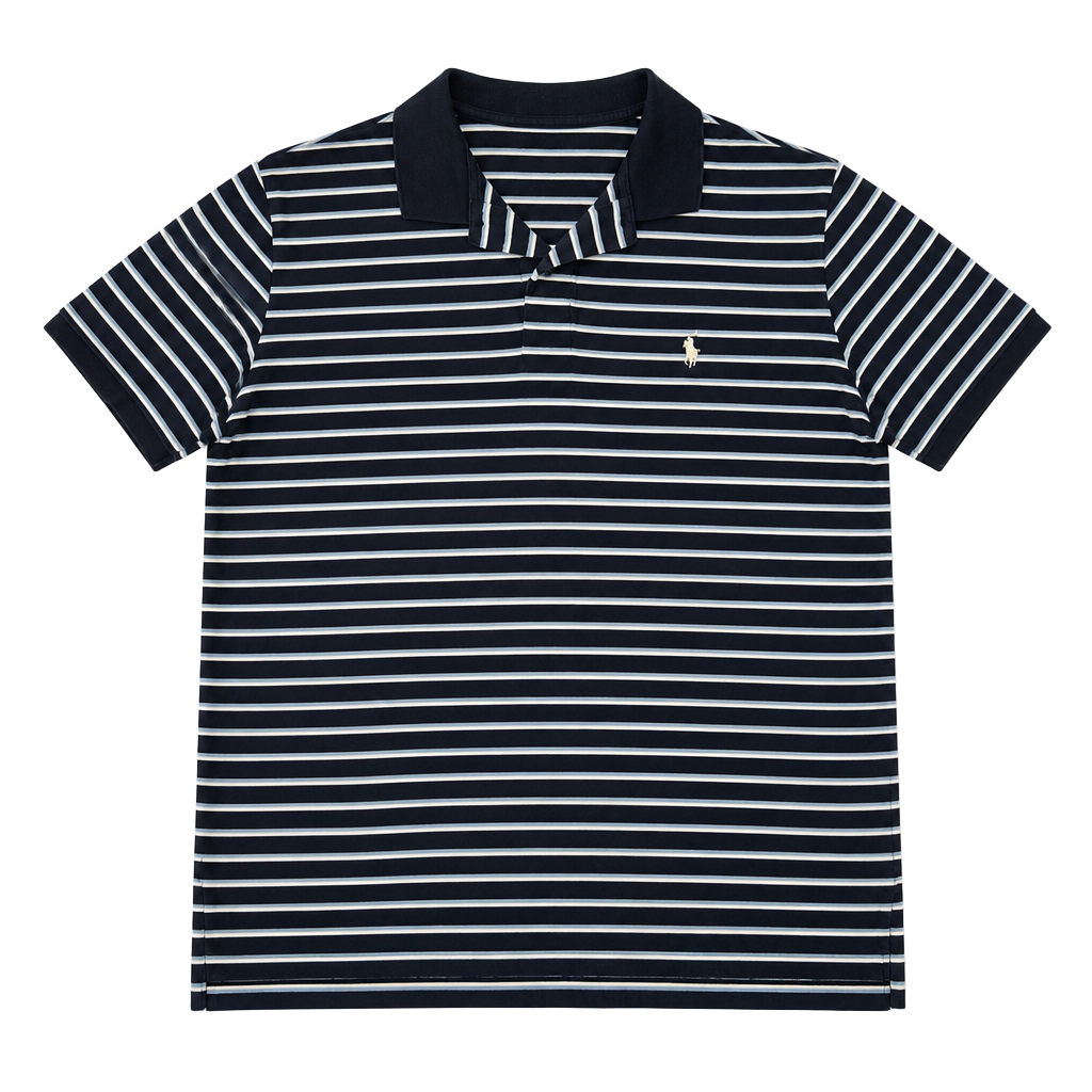 Modern Polo Ralph Lauren Men's Blue/white Striped Short Sleeve Pol 1