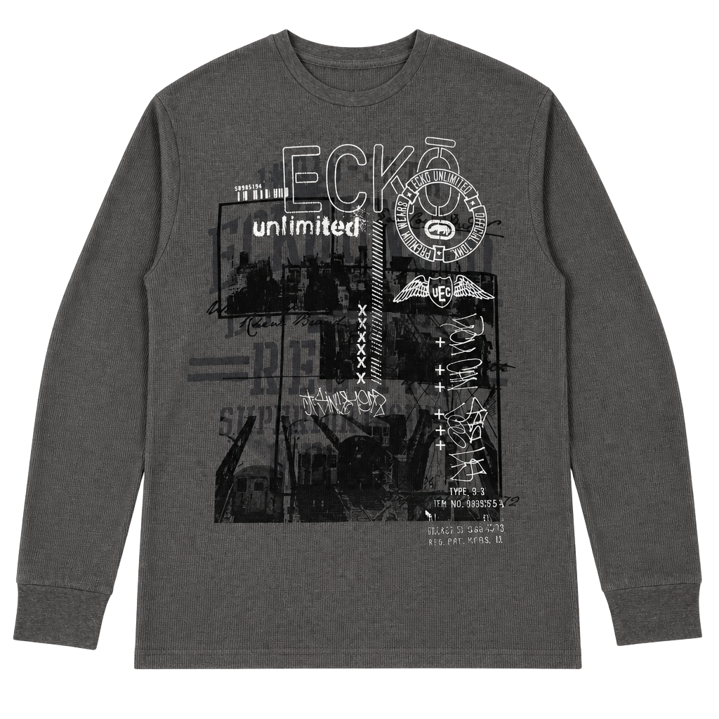 Vintage Y2K Ecko Unltd Gray Thermal Waffle Long Sleeve 1