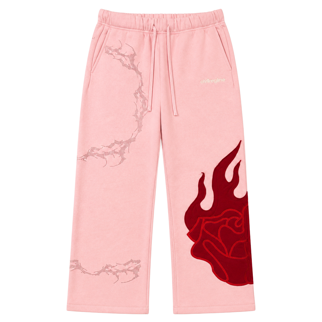 Civil Regime Bloom Bankai Concrete Rose Rhinestone Sweatpants Pink Large 1