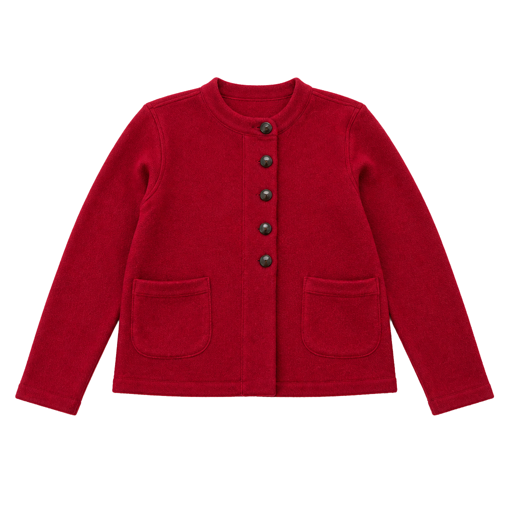 Kate Hill Red 100% Merino Wool Button Front Cardigan Jacket Size S 1