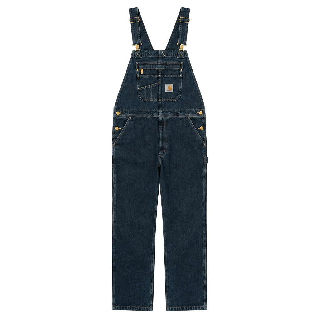 Carhartt Denim Bib Overalls Size 38x34 Loose Fit Blue Workwear OR4672-M 1