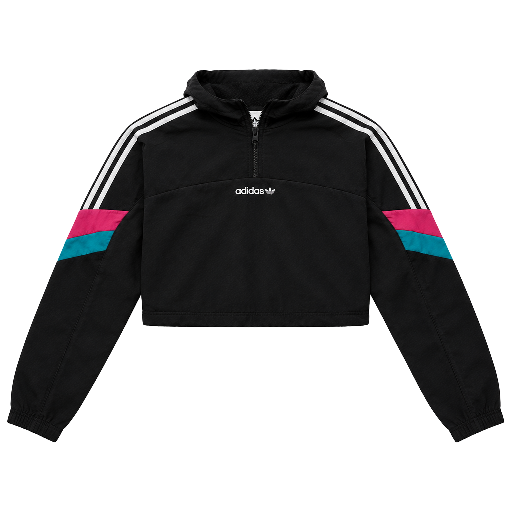 Adidas Half-Zip Crop Jacket Size S Black 1