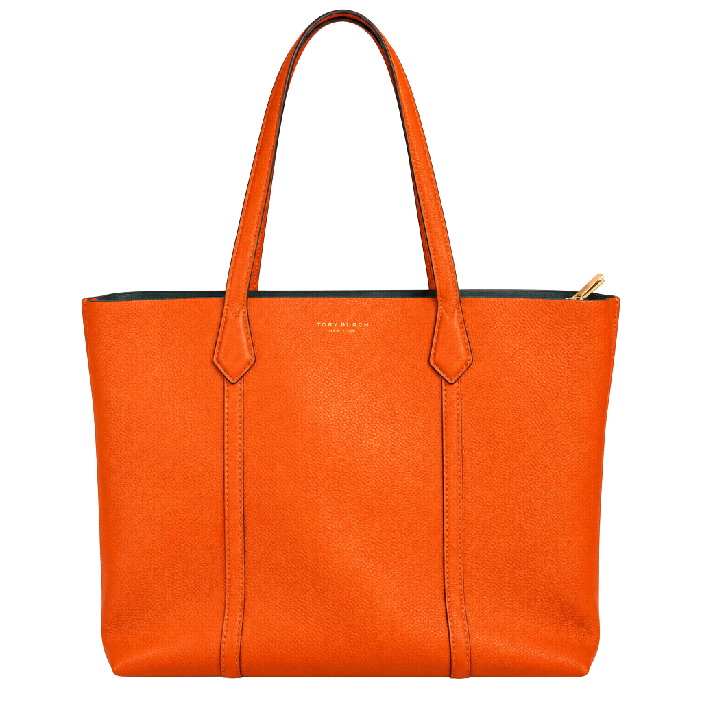 Tory Burch Perry Tote Bag Orange Leather 1