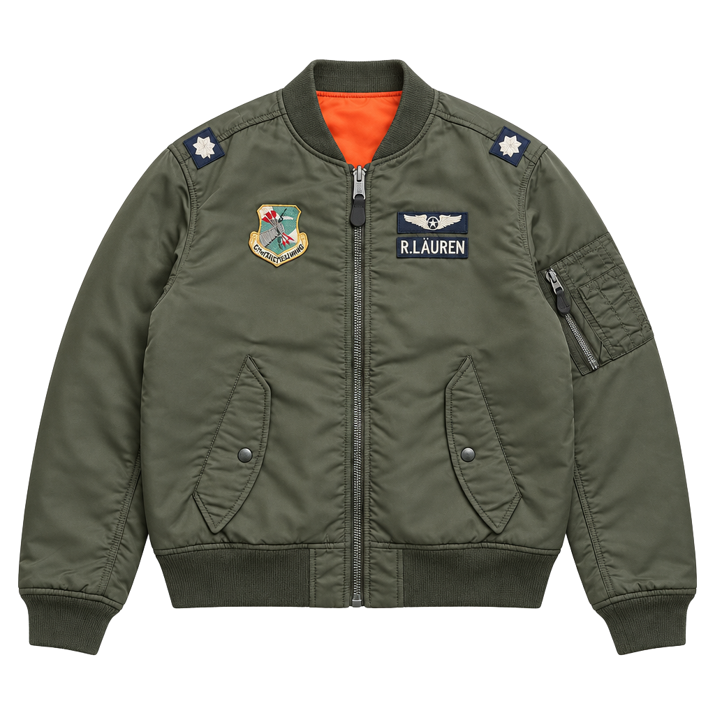 Polo Ralph Lauren MA-1 Flight Jacket Green Military Patches 1
