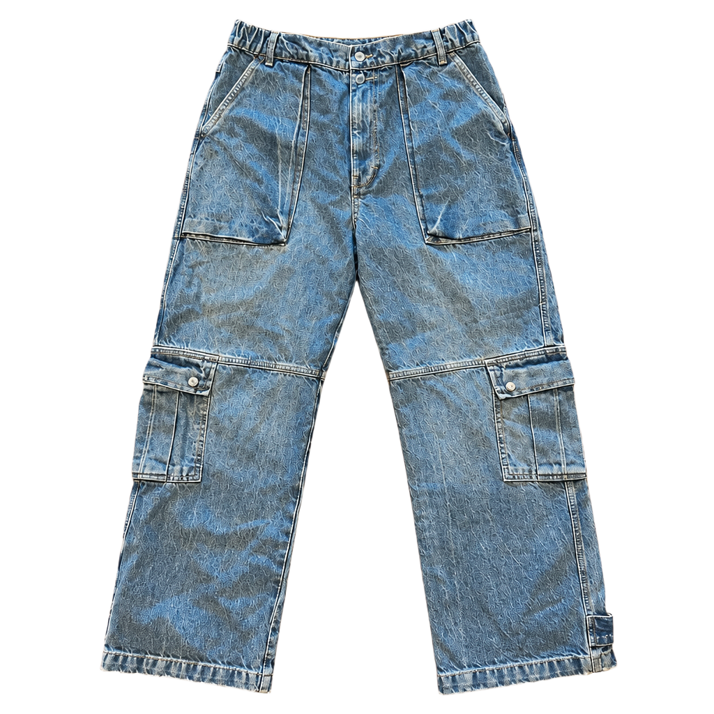 We The Free Cargo Jeans Size 29 Blue Acid Wash Denim Pants 1