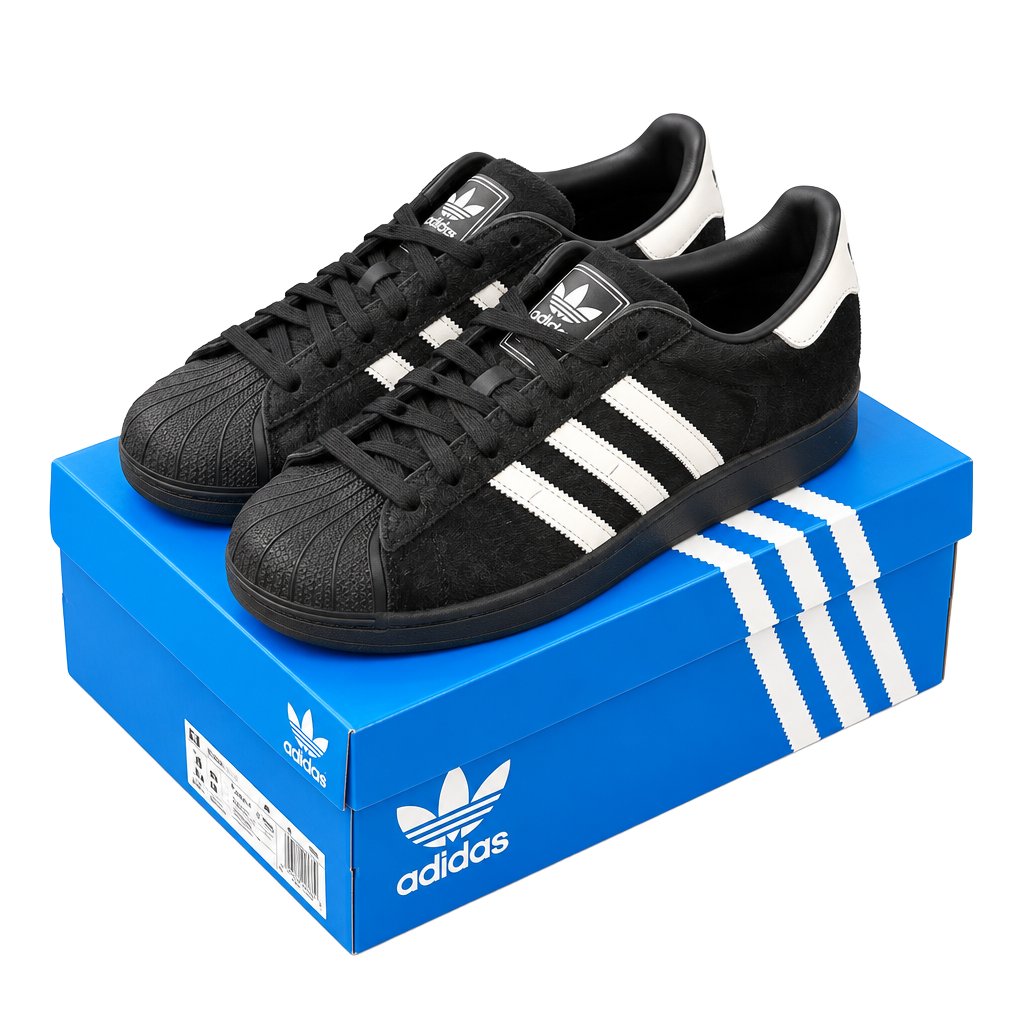 10W - Adidas Superstar II Women’s Black White Pony Hair Sneakers 1