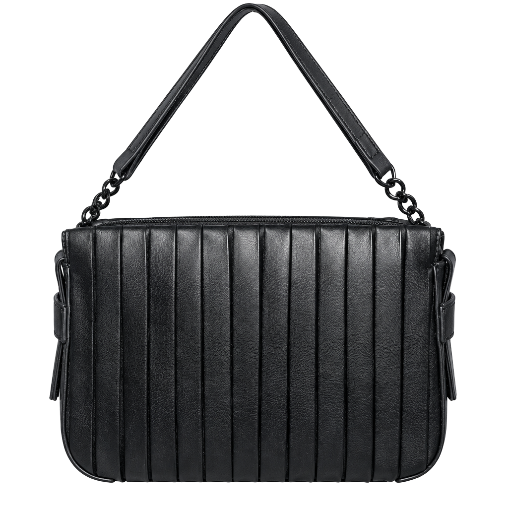 Simply Vera Vera Wang Pleated Crossbody Handbag Black Chain Strap 1
