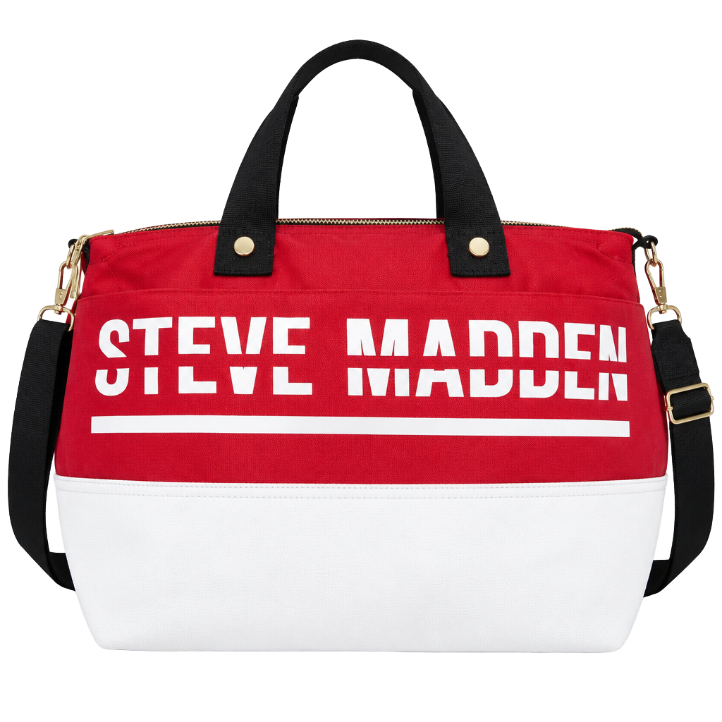 Steve Madden Weekender Overnight Duffle Bag Red White 1