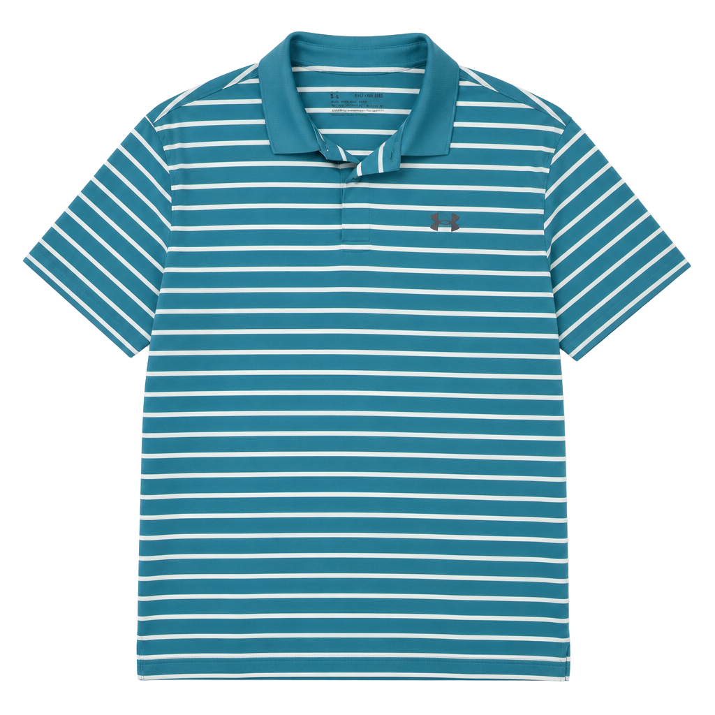 Under Armour Mens Golf Performance Short Sleeve Green Striped Polo Heatgear 2xl 1
