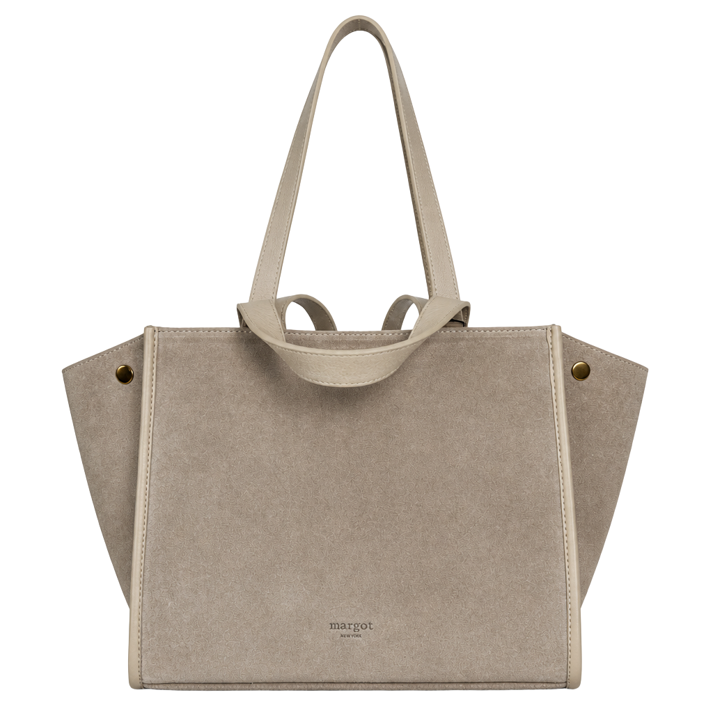 Margot Double Handle Tote Jamee Genuine Leather Suede NWT Beige 1