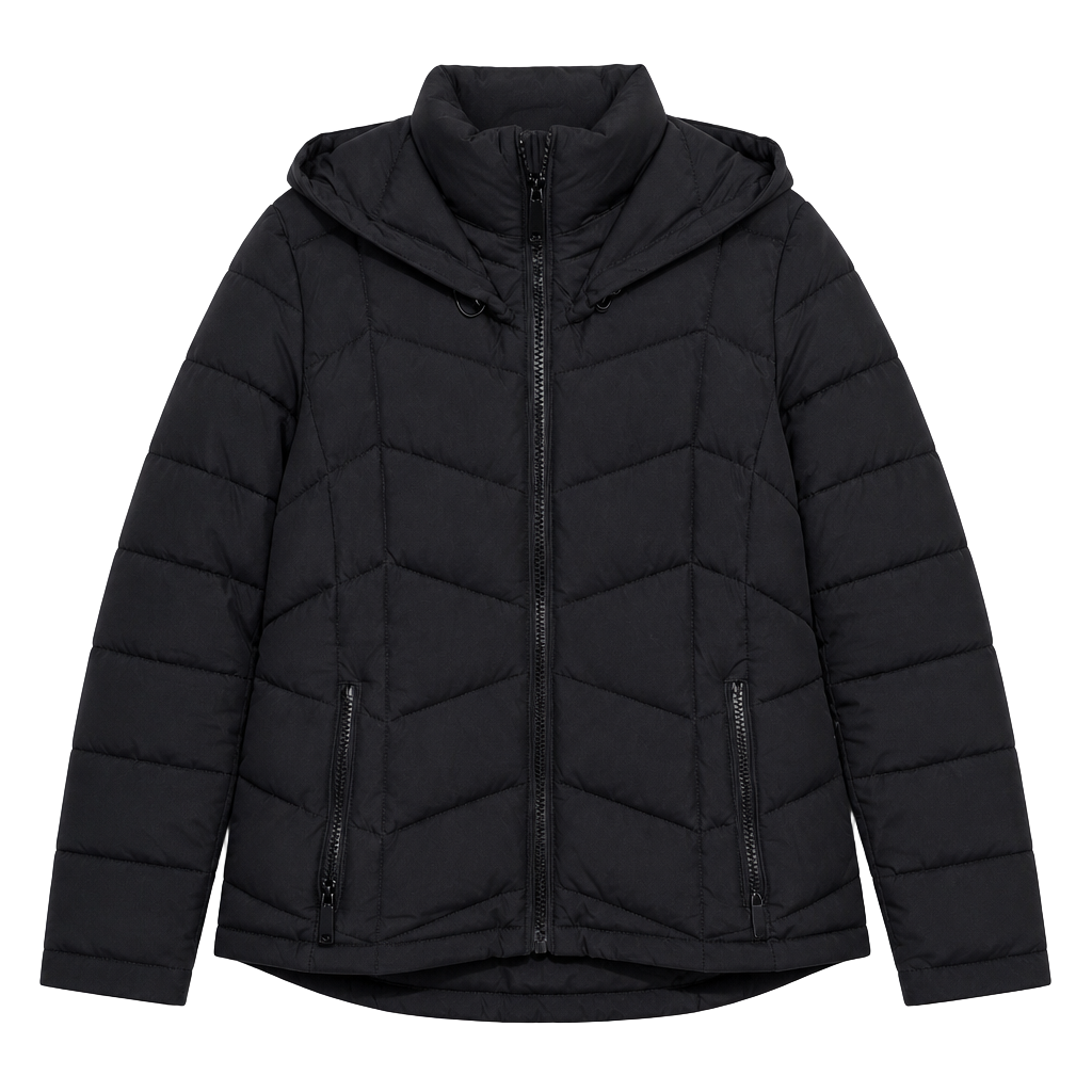 Calvin Klein Performance Womens Black Hooded Puffer Jacket Quilt M 1