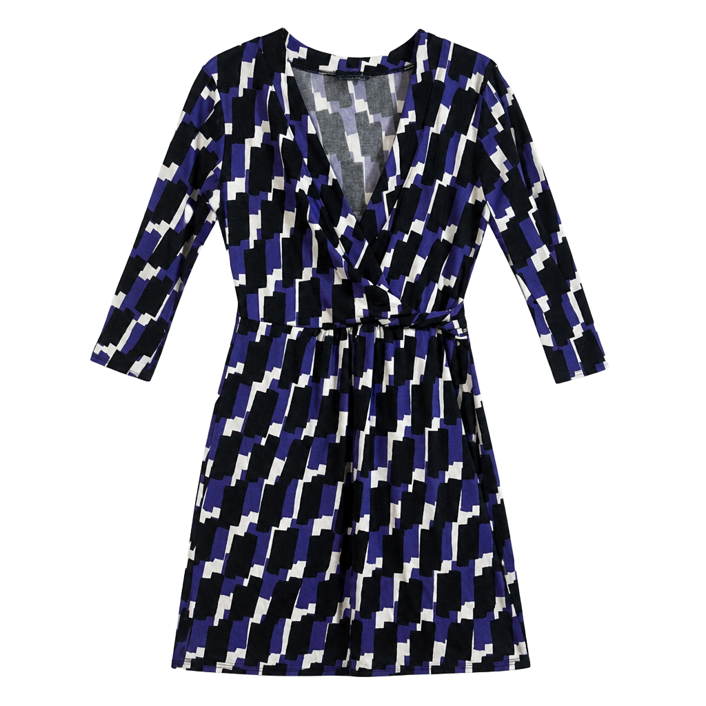 Banana Republic Fit & Flare Dress Womens Medium Multicolor Geometric 1