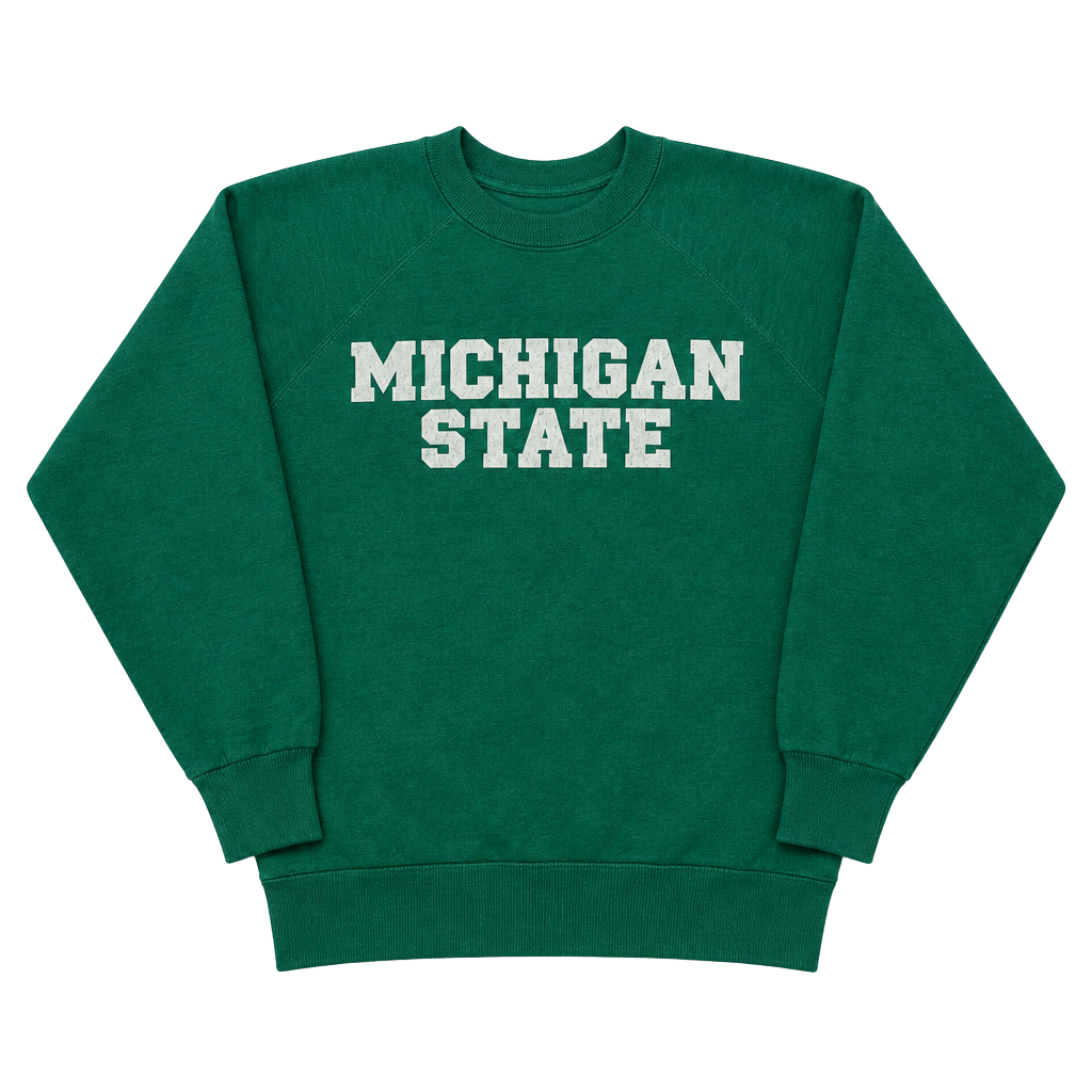 Jean Top Michigan State Sweatshirt Size MEDIUM Vintage 70s Green 1