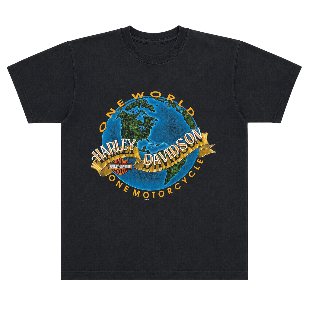 Harley-Davidson One World T-Shirt Size M Black France Graphic 1