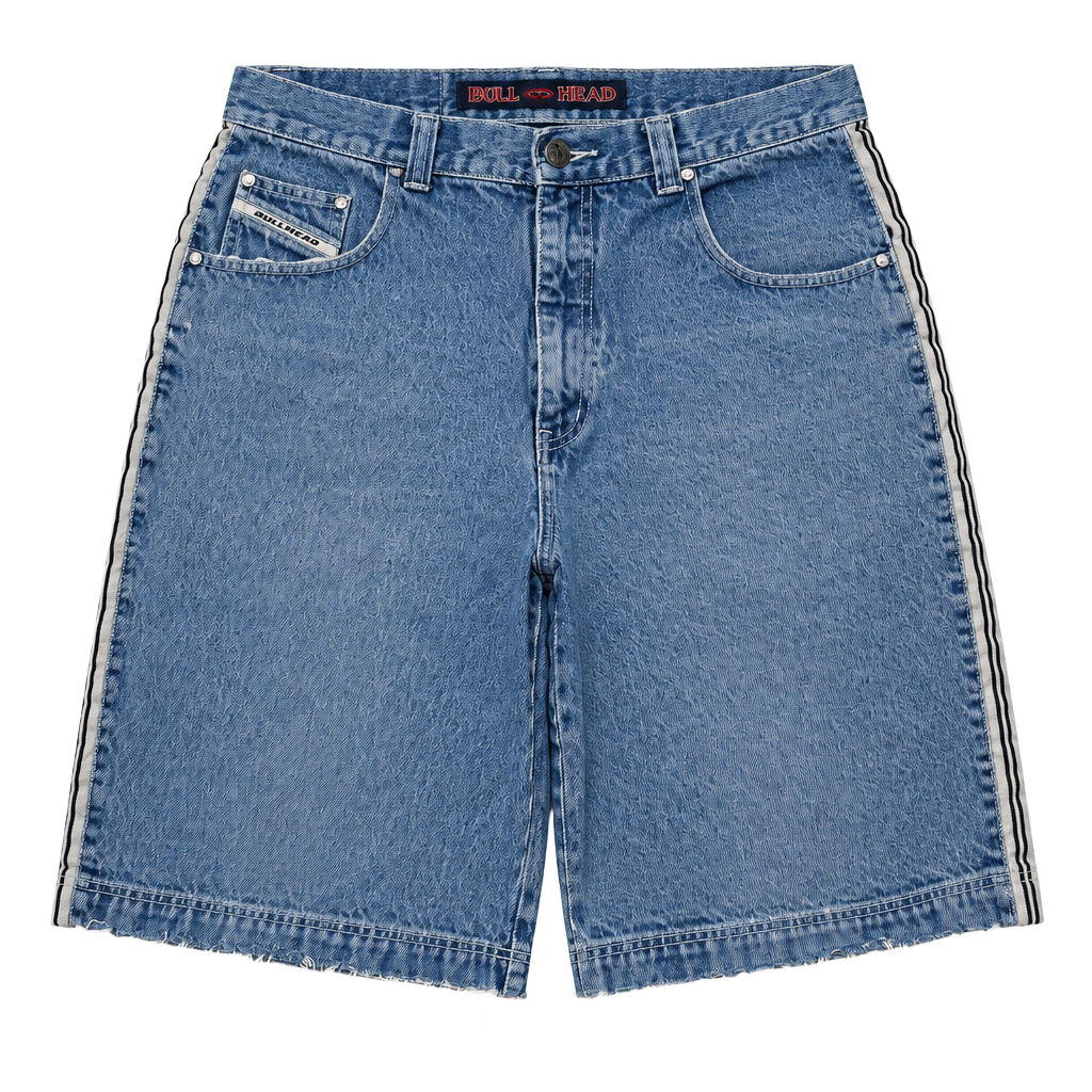 Vintage Bull Head Jnco Style Jorts Size 33 Blue Denim Skater Shorts 1