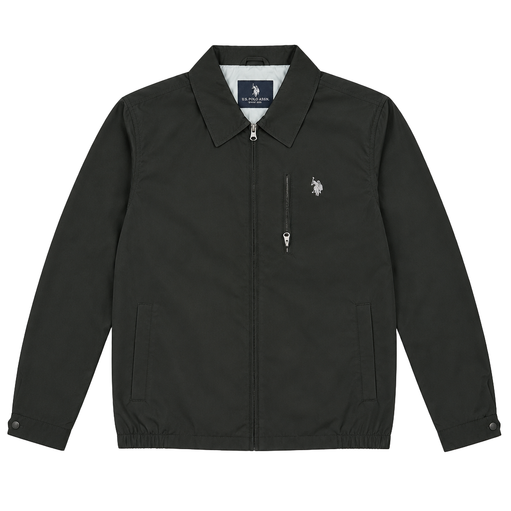 U.S. Polo Assn. Men's Lightweight Zip-Up Golf Jacket in Black, Size 2XL 1