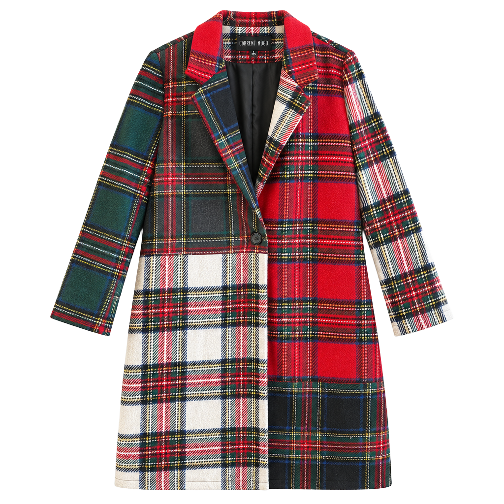Current Mood Taste Of Fury Mixed Plaid Coat Red Multi 1
