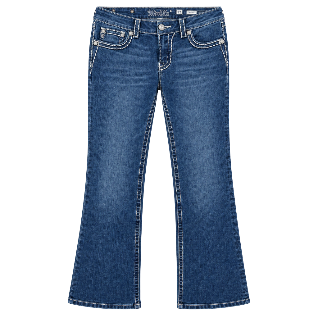 Miss Me Bootcut Jeans 32x34 Blue Embellished Pockets 1
