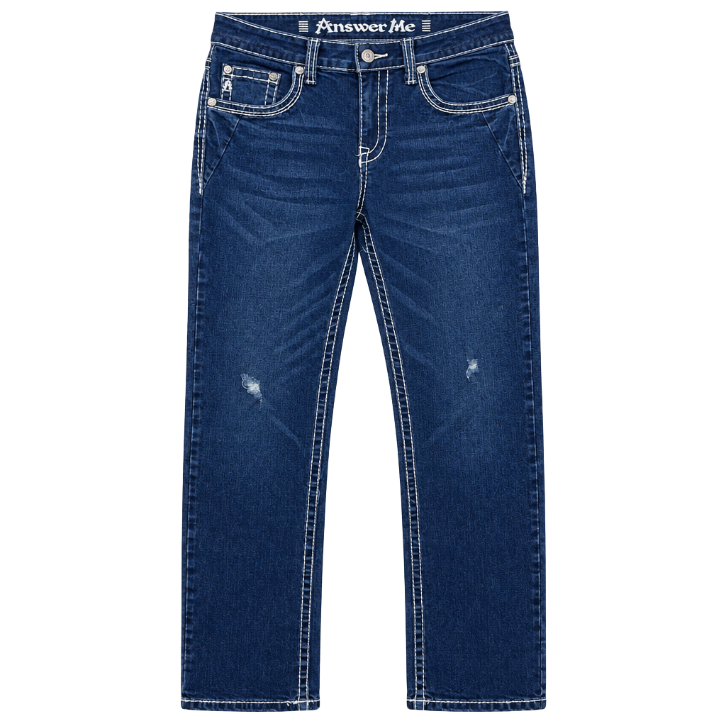 Answer Me Straight Leg Size W 31 L 32 Blue Jeans Distressed 1