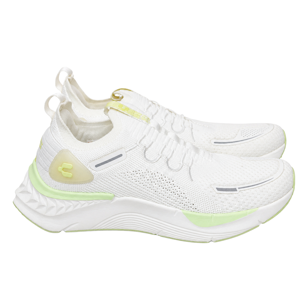 Charly White and Lime Green Athletic Running Sneakers Shoes 1