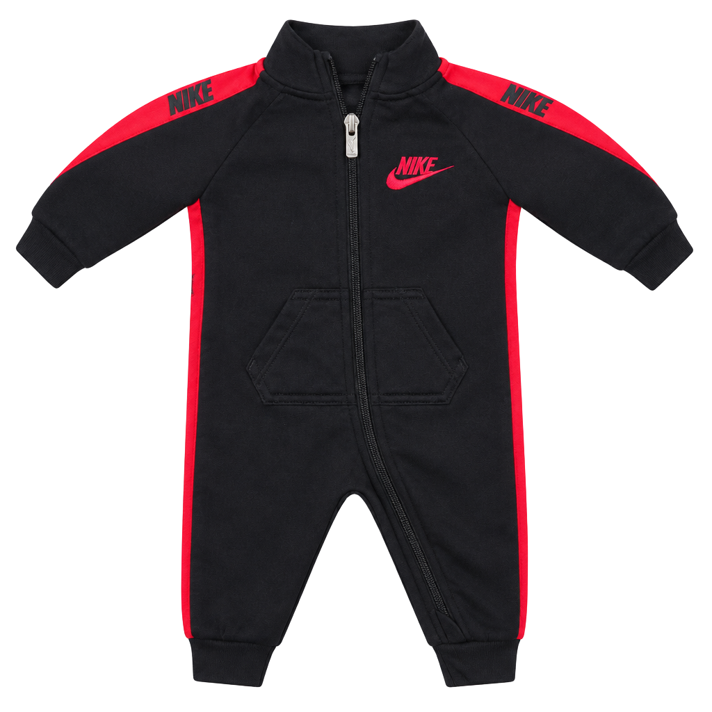 Nike Infant Full Zip Coverall Black Red 1