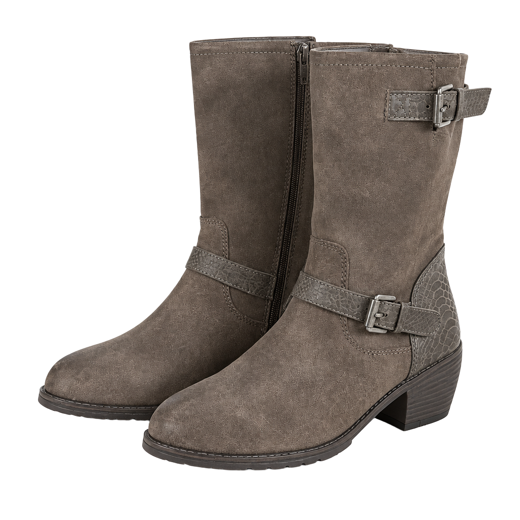 Naturalizer Brown Suede Buckle Mid Calf Boots 1
