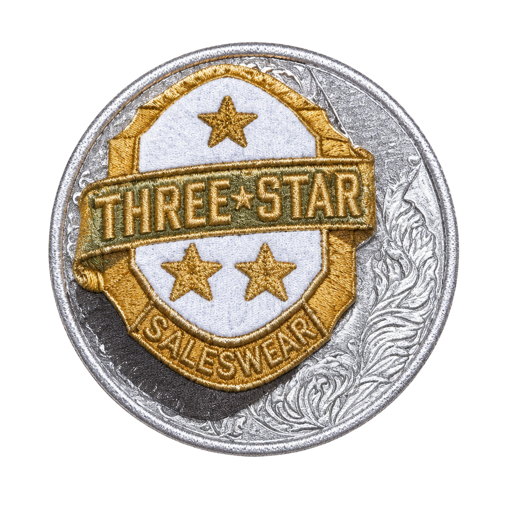 Three Star Salesman Vintage Sterling Silver Lapel Pin 1