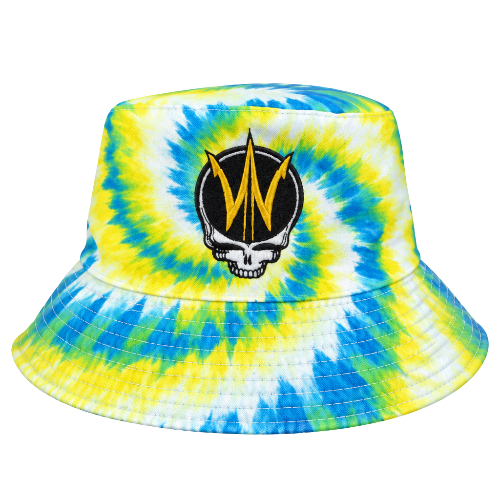 Dead.net Tie Dye Bucket Hat Yellow Blue Grateful Dead Skull Logo 1