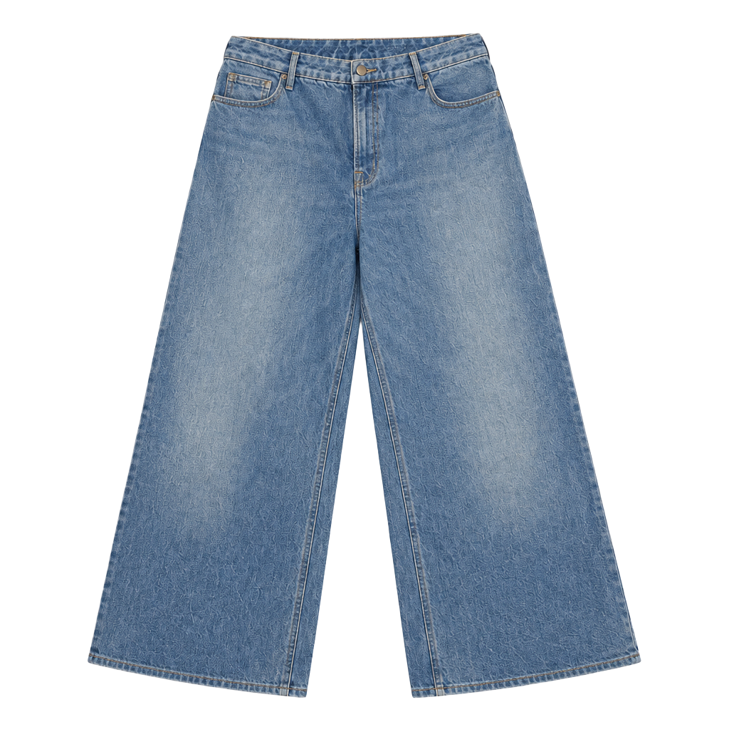 Good American Good Skate High-Rise Wide Leg Jeans 34" Inseam Blue Denim 1