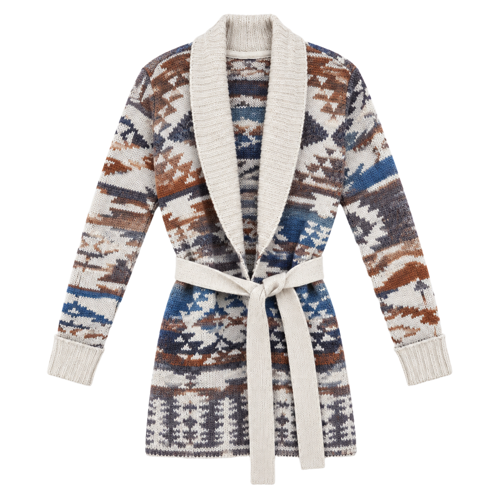 Idyllwind Aztec Western Shawl Collar Cardigan Sweater XS/TP Belted Wool Blend 1