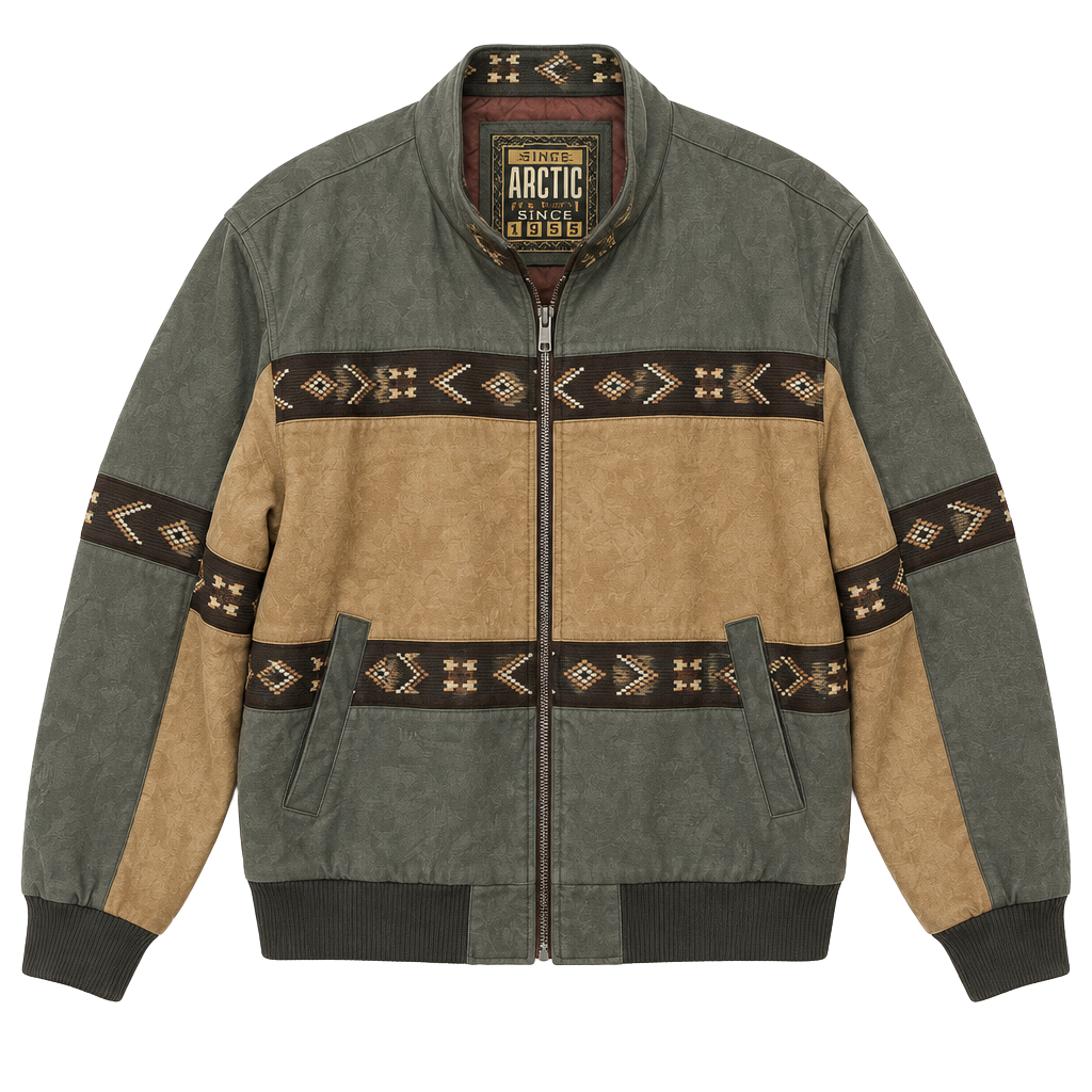 Vintage 1990s Authentic Adler Leather Southwestern Bomber Jacket 1