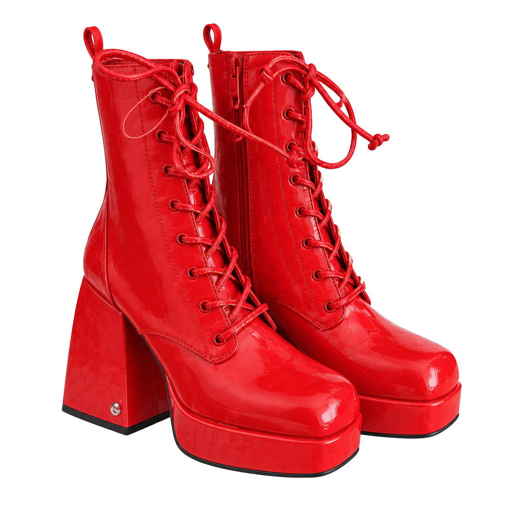 Circus NY by Sam Edelman "Kia" (Karter) Red Patent Platform Lace-Up Boots 1