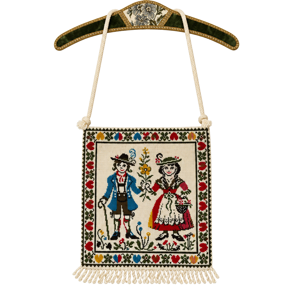 Vintage Tapestry Folk Art Cottagecore Cross Stitch Crossbody Bag Purse Fairycore 1