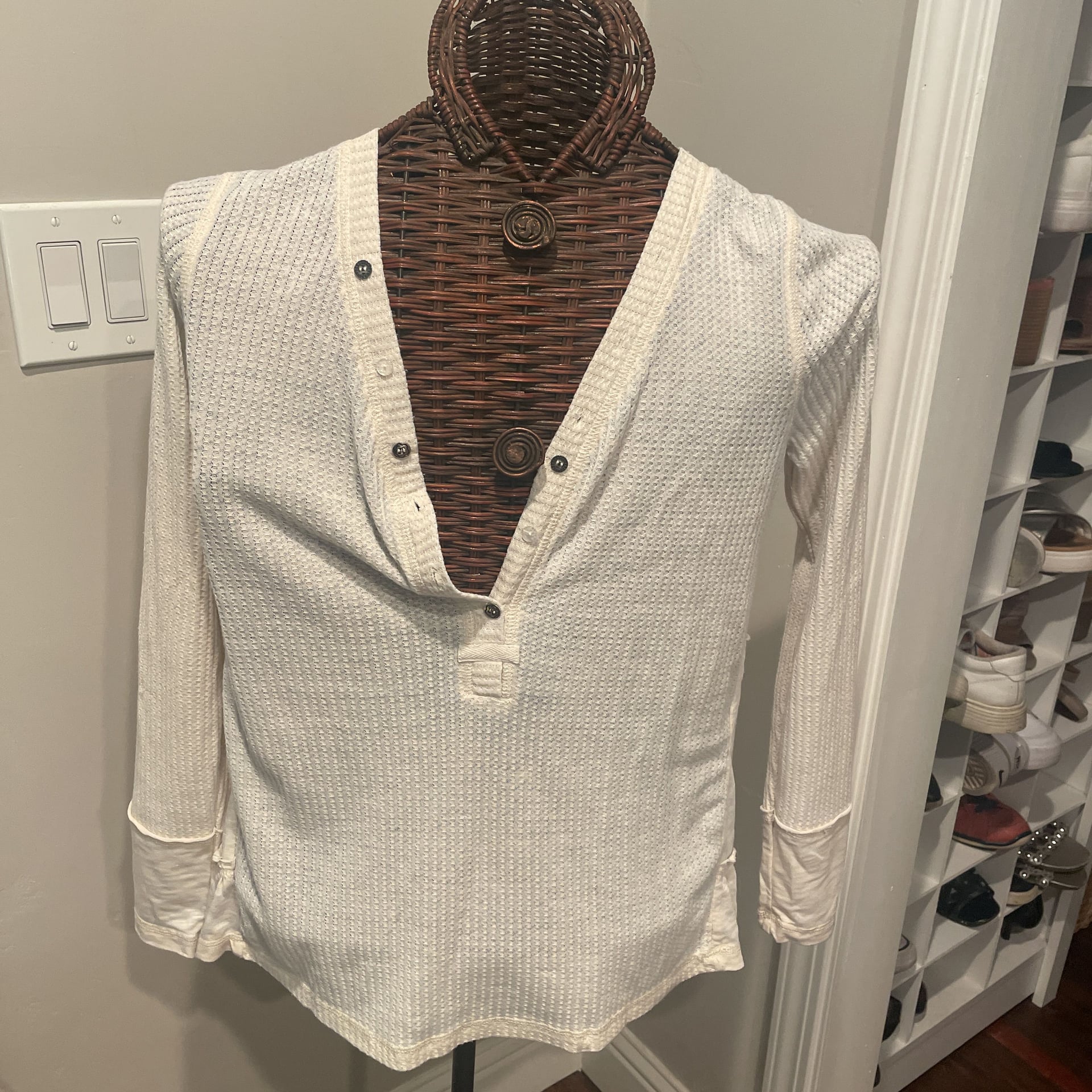 Free People One Of The Girls Thermal Henley Top White 1