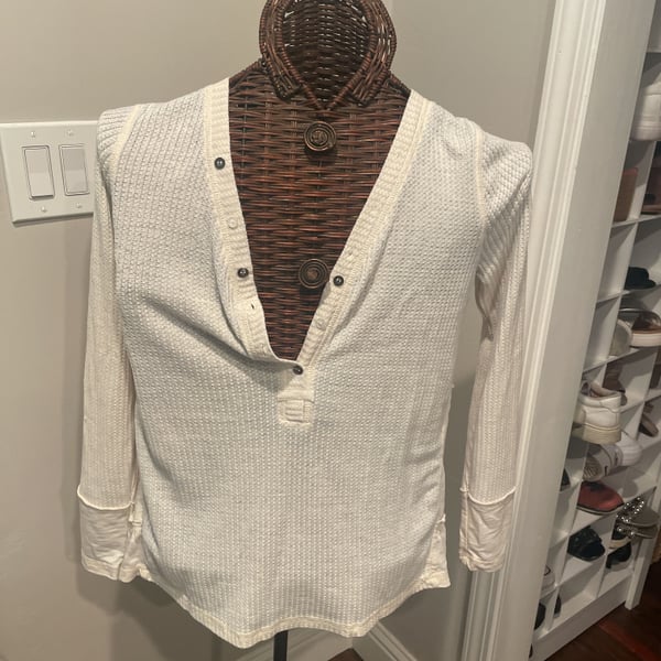 Free People One Of The Girls Thermal Henley Top White