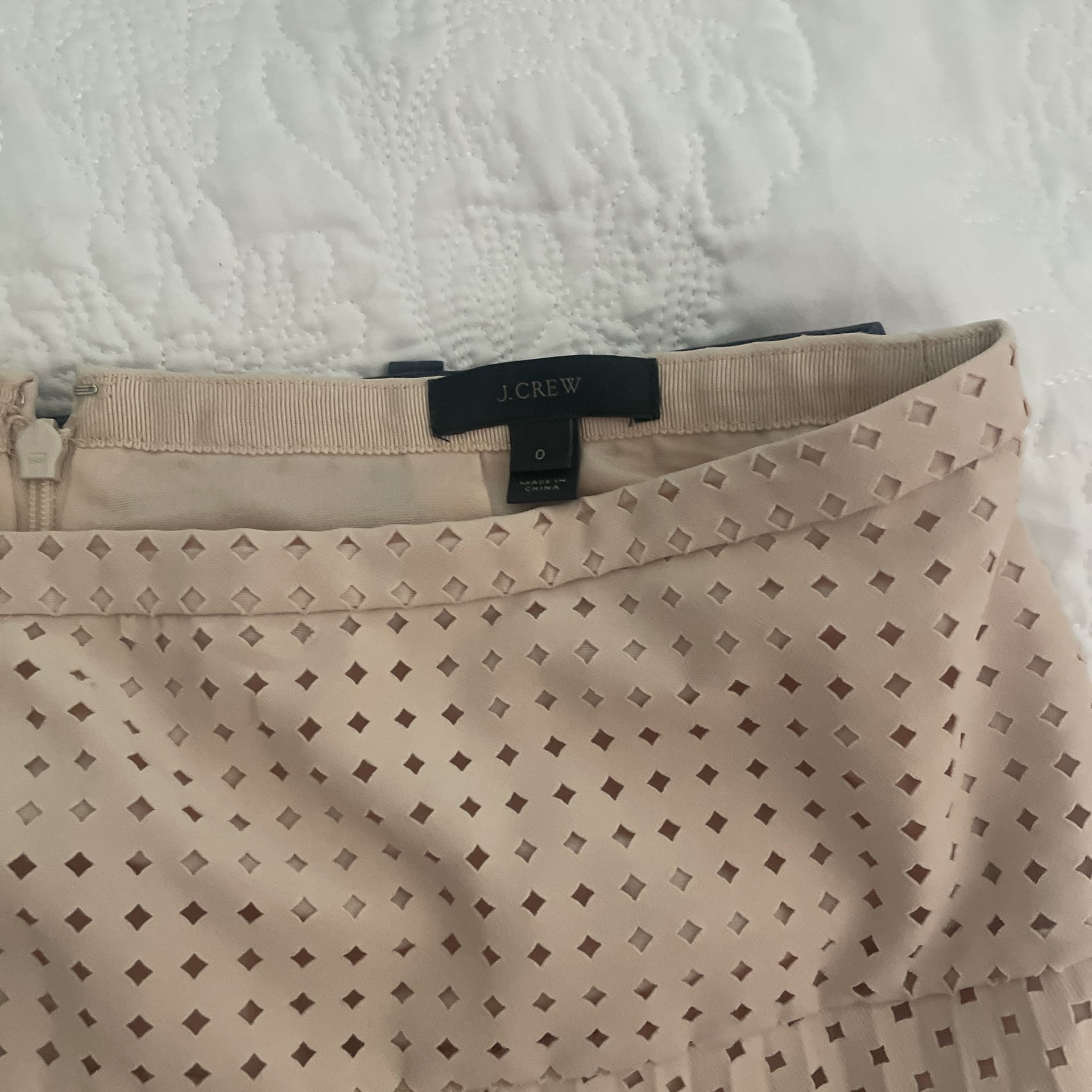 J. Crew Blush Pink Laser-Cut Pleated A-Line Mini Skirt 1
