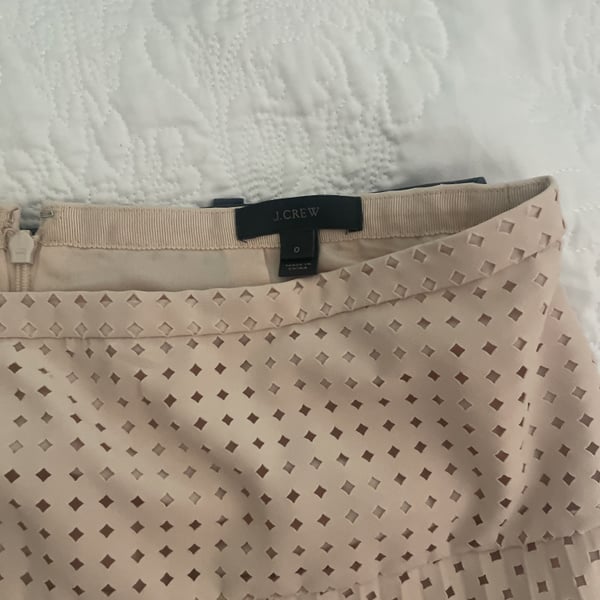J. Crew Blush Pink Laser-Cut Pleated A-Line Mini Skirt