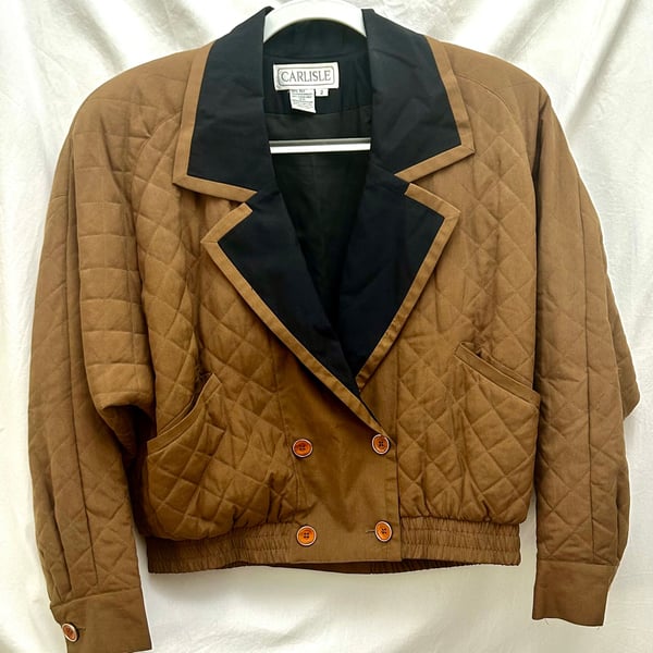 Vintage Carlisle Silk Jacket Women's Sz 2 Quilted Preppy Button Front Outerwear