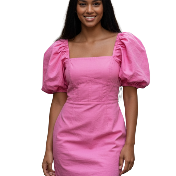 ASOS Dress Pink Puff Sleeve Mini Dress