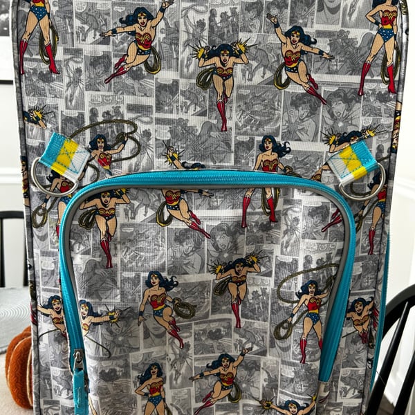 Pottery Barn Kids Superhero Wonder Woman Rolling Suitcase Luggage