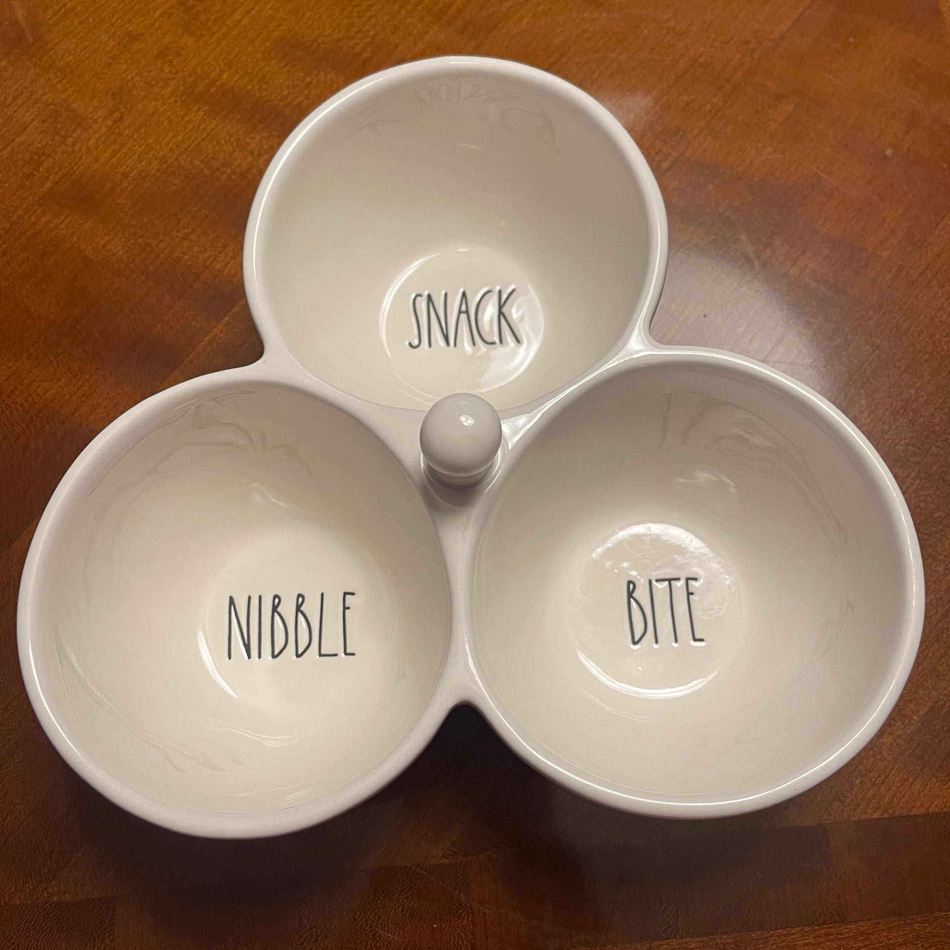 Rae Dunn Snack Nibble Bite Divided Ceramic Serving Dish 1