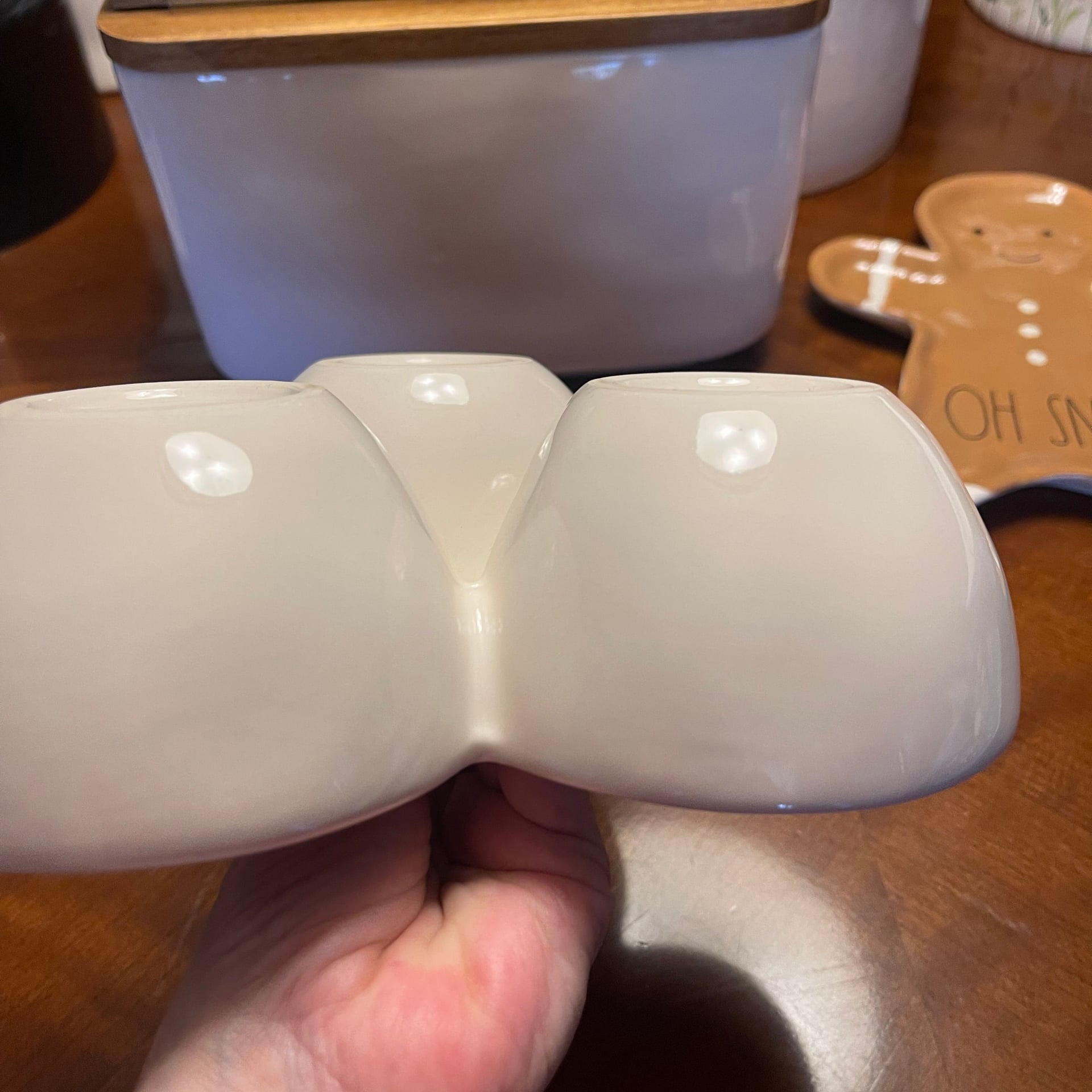 Rae Dunn Snack Nibble Bite Divided Ceramic Serving Dish 4